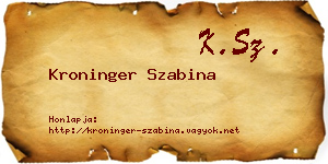 Kroninger Szabina névjegykártya
